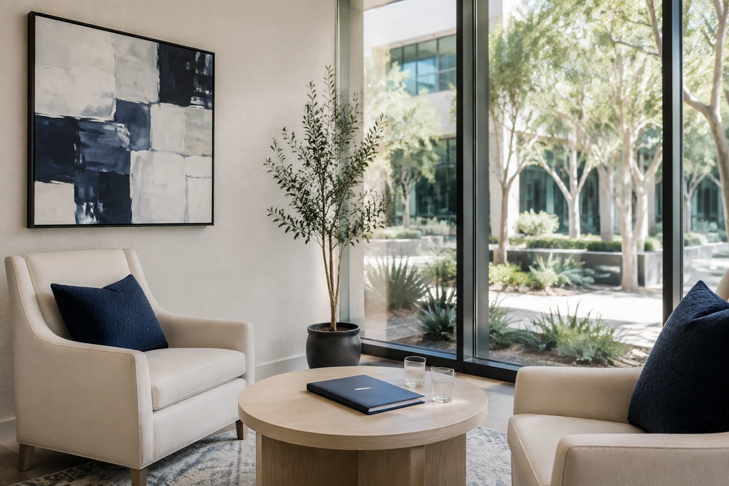A quiet room prepared for a private conversation